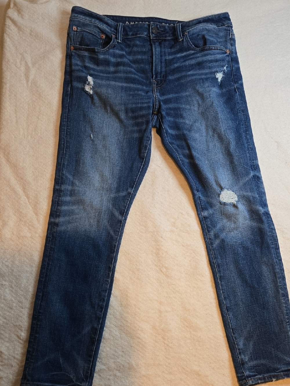 American Eagle Outfitters Women’s Skinny Jeans - Dark Blue Distress